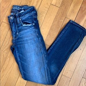 Straight legged medium wash jeans